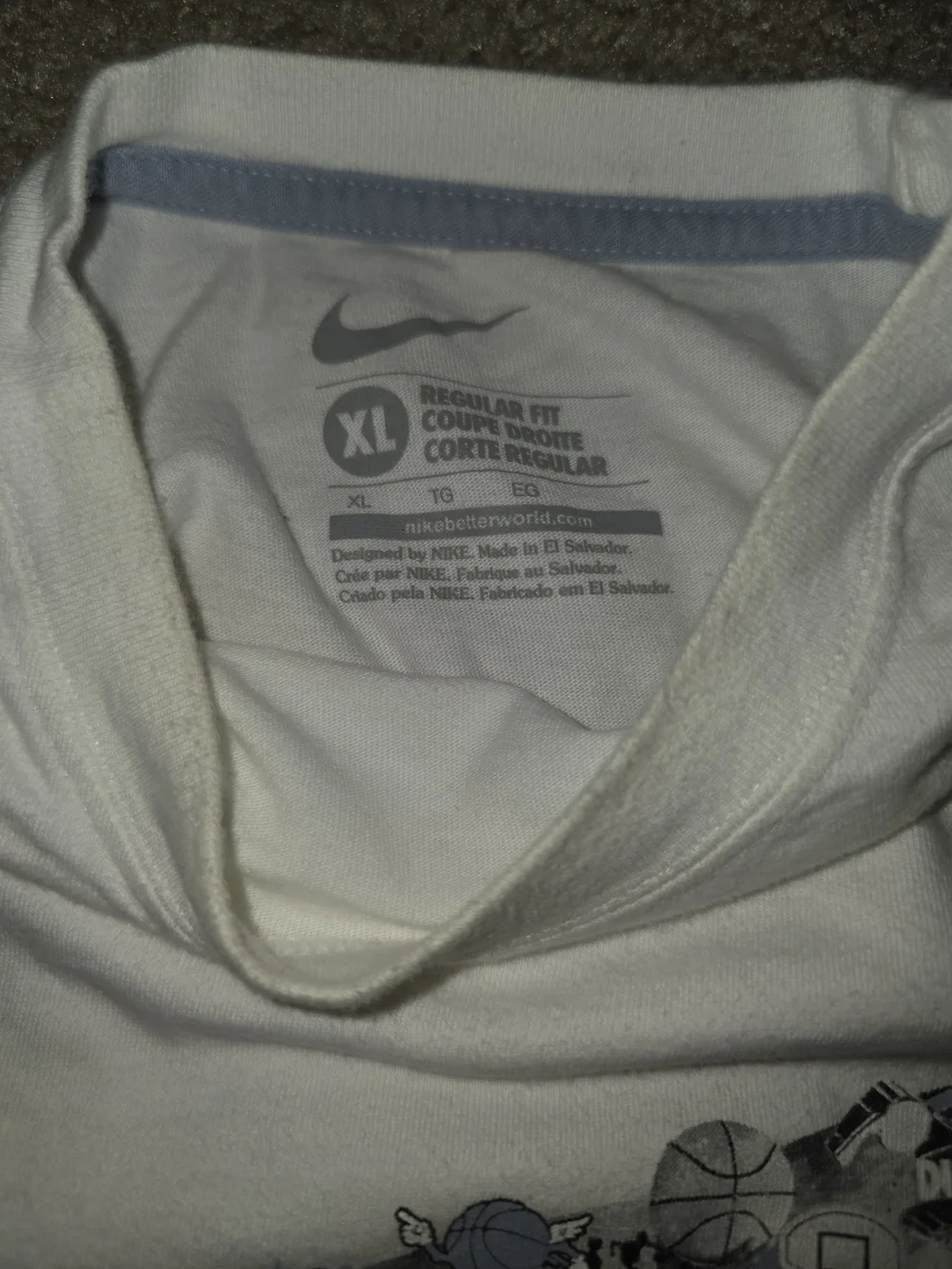 Nike Swoosh Dunk Mens Shirt XL White Short Sleeve Y2K Basketball Stereo Hip Hop